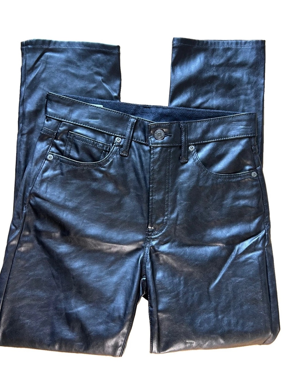 GAP Pants Womens Pants 27 Black Faux Leather Biker Vintage Slim High Rise